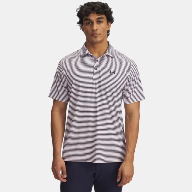 Men's  Under Armour  Playoff 3.0 Stripe Polo Prime Pink / Midnight Navy / Midnight Navy 3XL