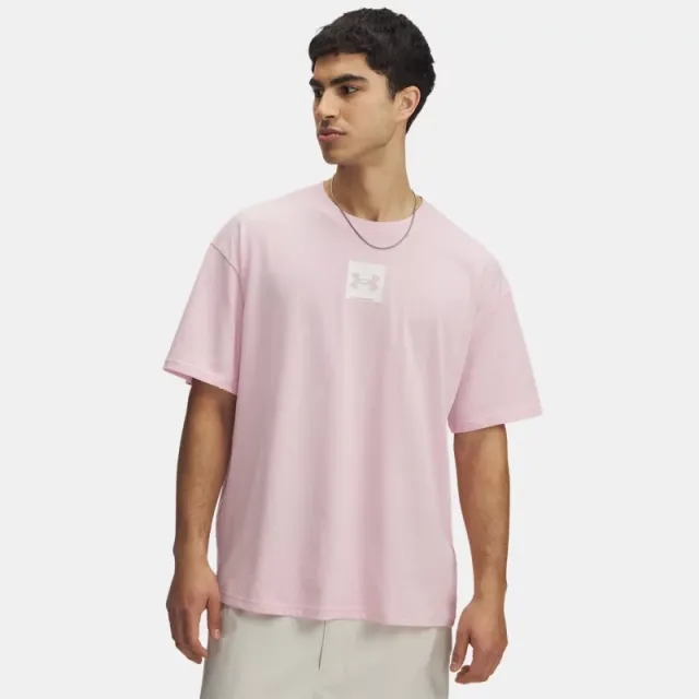 Men's  Under Armour  Heavyweight Oversized SM Box Short Sleeve Prime Pink / White Quartz XXL