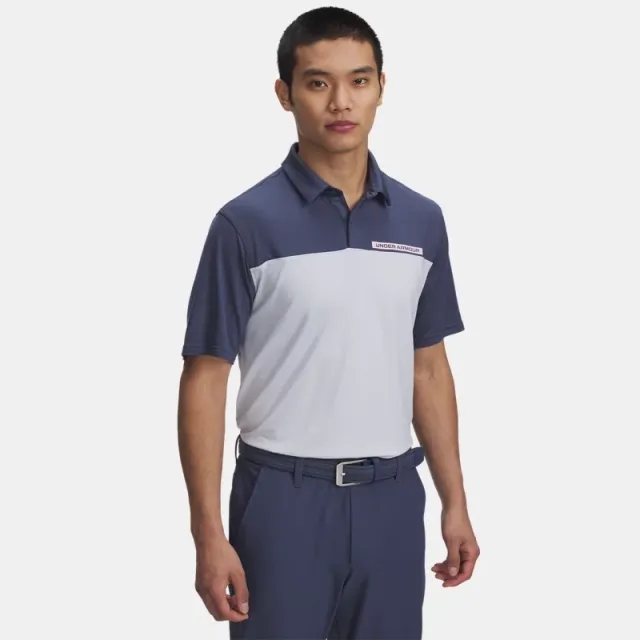 Men's  Under Armour  Tee To Green Color Block Polo Downpour Gray / Halo Gray / Prime Pink 3XL