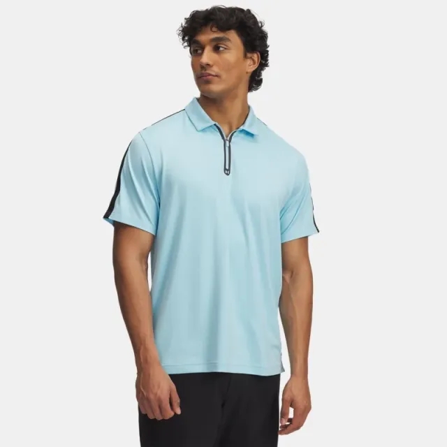Men's  Under Armour  Drive Zip Polo Stream / Black / Stream XXL