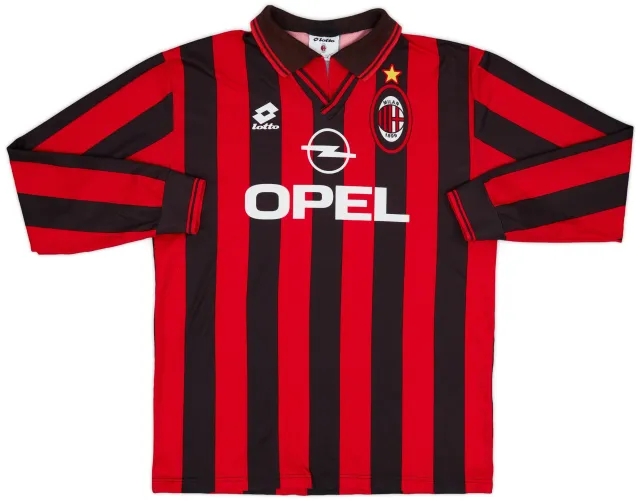 Lotto 1996-97 AC Milan Basic Home L/S Shirt - 6/10 - (XL)