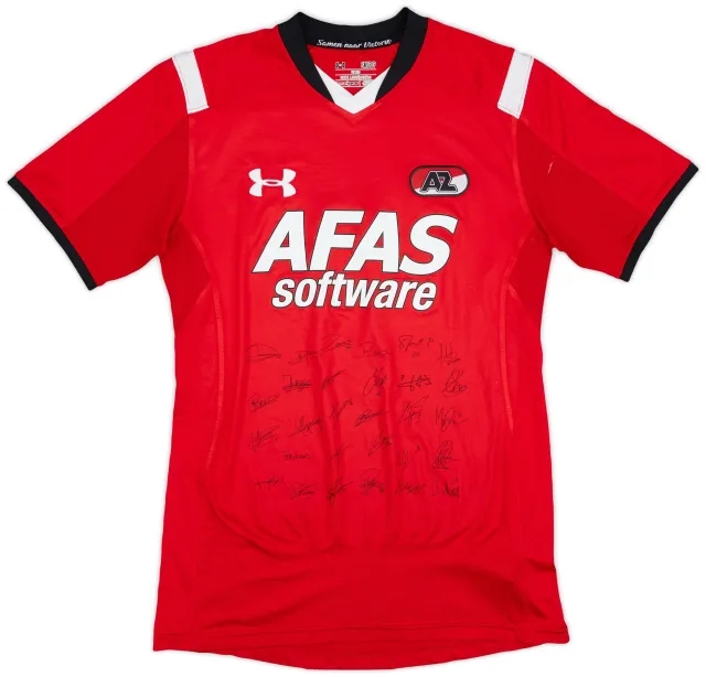 Under Armour 2015-16 AZ Alkmaar 'Signed' Home Shirt - 7/10 - (S)