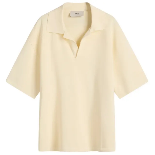 AMI Paris Men's Short Sleeves Polo White Cream