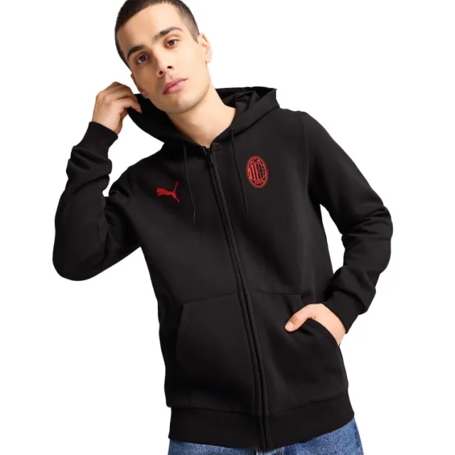 Puma AC MILAN ESSENTIAL COLLECTION BLACK ZIPPED HOODIE