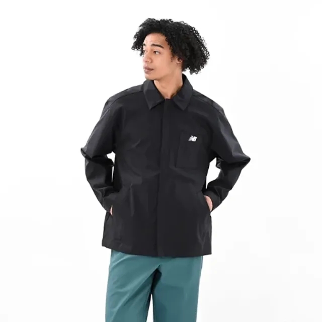 New Balance Men's Coaches Twill Jacket in Black Cotton Twill