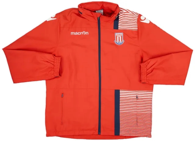 2017-18 Stoke City Macron Hooded Rain Jacket - 9/10 - (L)