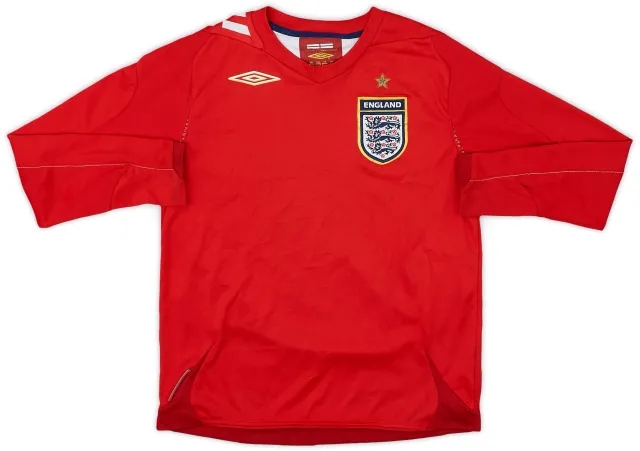 Umbro 2006-08 England Away L/S Shirt - 8/10 - (S.Boys)