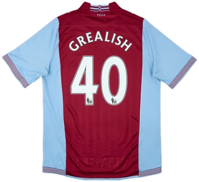 Macron 2013-14 Aston Villa Home Shirt Grealish #40 - 6/10 - (L)