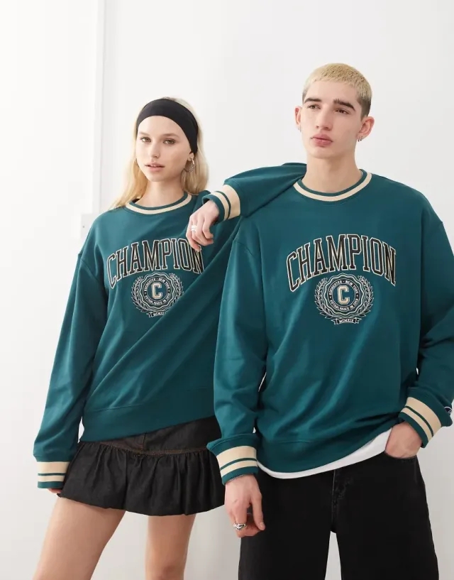 Champion Unisex Crewneck Sweatshirt In Green