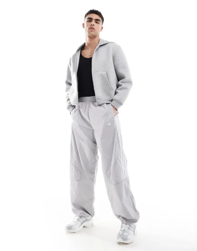 Adidas Originals Adicolor Teamgeist Oversized Track Pants In Grey Two