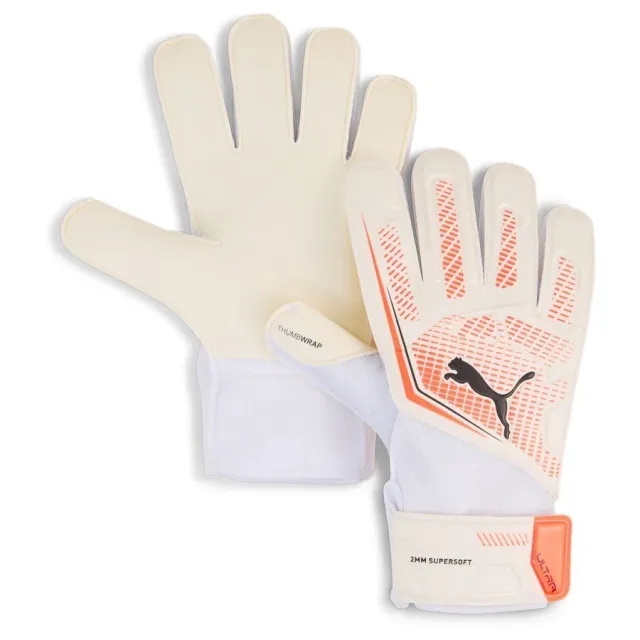 PUMA Ultra Play Rc Goalkeeper Gloves, White/Glowing Red/Black