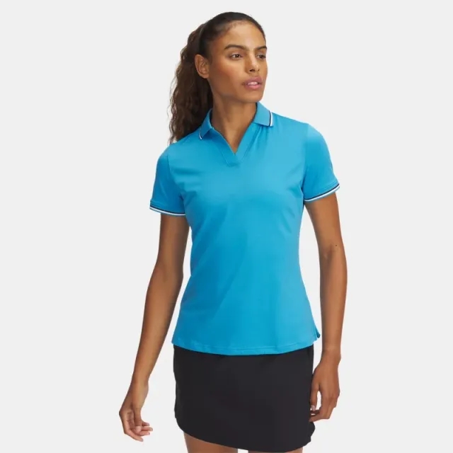 Women's  Under Armour  Drive Rib Short Sleeve Polo Ether Blue / Midnight Navy / Midnight Navy XS