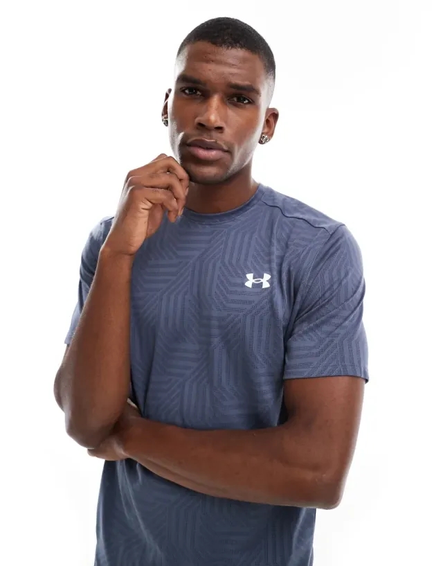 Men's  Under Armour  Tech™ Vent Geotessa Short Sleeve Downpour Gray / Midnight Navy / White XXL