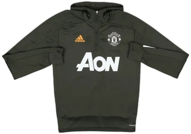 2020-21 Manchester United adidas Hooded 1/4 Zip Training Top - 8/10 - (S)
