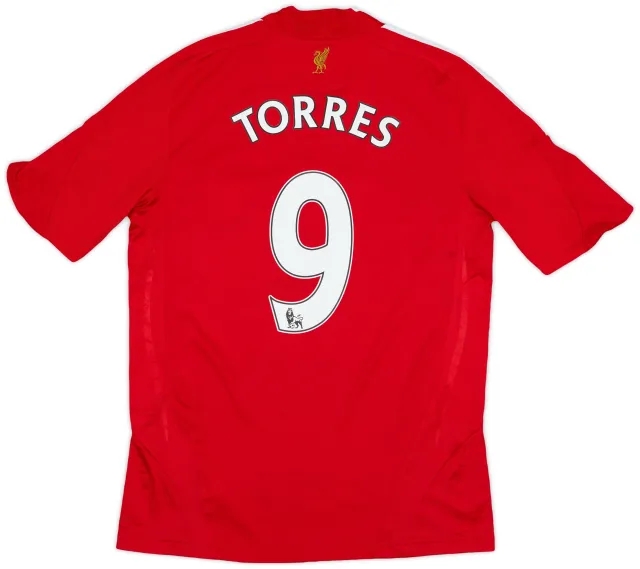 adidas 2008-10 Liverpool Home Shirt Torres #9 - 6/10 - (S)