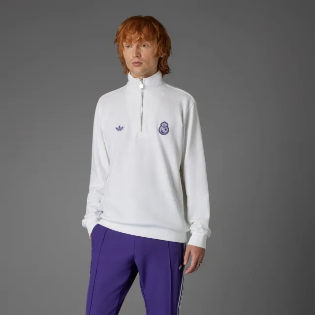 Adidas Real Madrid Terrace Icons Half Zip Sweatshirt