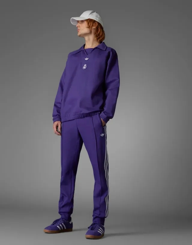 Adidas Originals Real Madrid Terrace Icons Drill Top In Purple