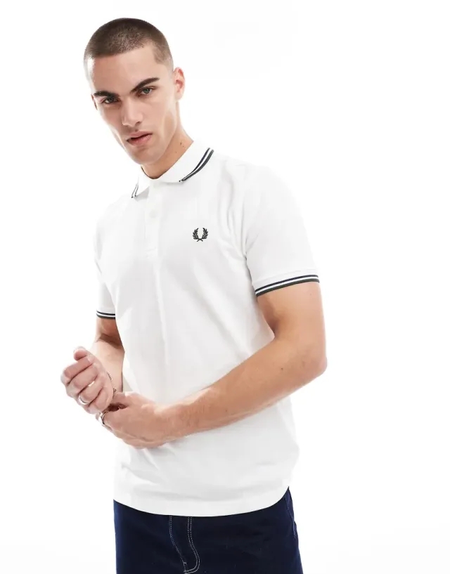 Fred Perry Twin Tipped Polo Shirt In White