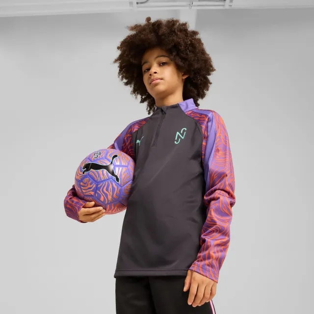 PUMA Neymar Jr Creativity Quarter-Zip Football Top Shirt Youth, Dark Coal/Soft Violet
