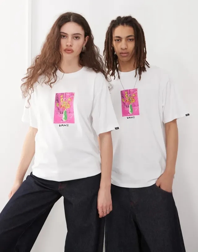 Vans - Floral Décor T-Shirt, Man, White