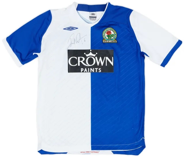 Umbro 2008-09 Blackburn Signed Home Shirt - 7/10 - (L.Boys)
