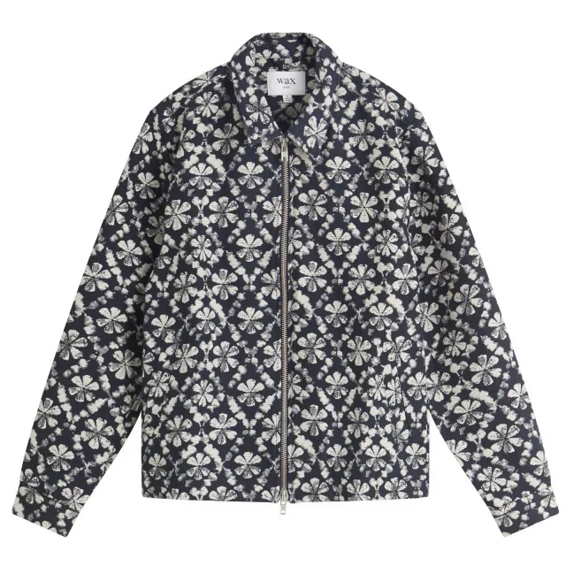 Wax London Men's Eldon Jacquard Flower Jacket Navy/Ecru