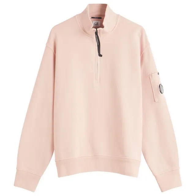 C.P. Company Men's Diagonal Fleece Resist Dyed Half Zip Sweatshirt Misty Rose