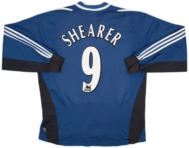 adidas 2001-02 Newcastle Away L/S Shirt Shearer #9 - 6/10 - (XL)