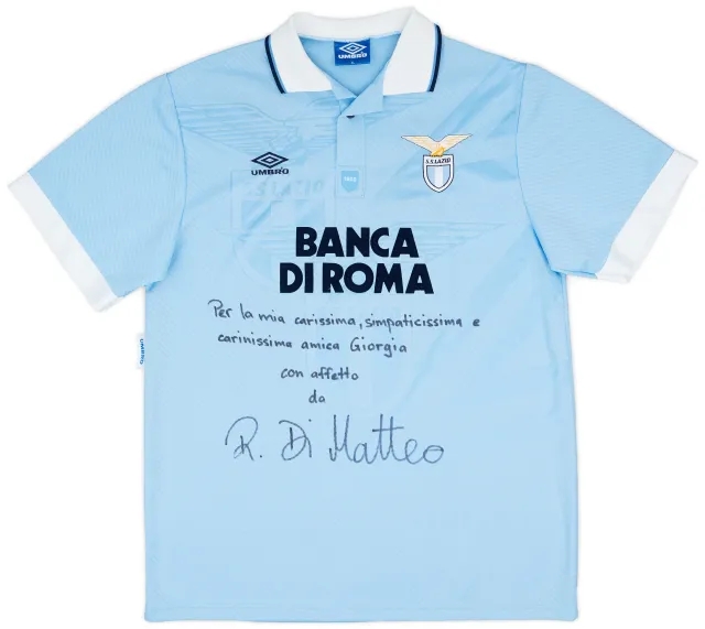 Umbro 1994-95 Lazio Match Issue Signed Home Shirt #4 (Di Matteo)