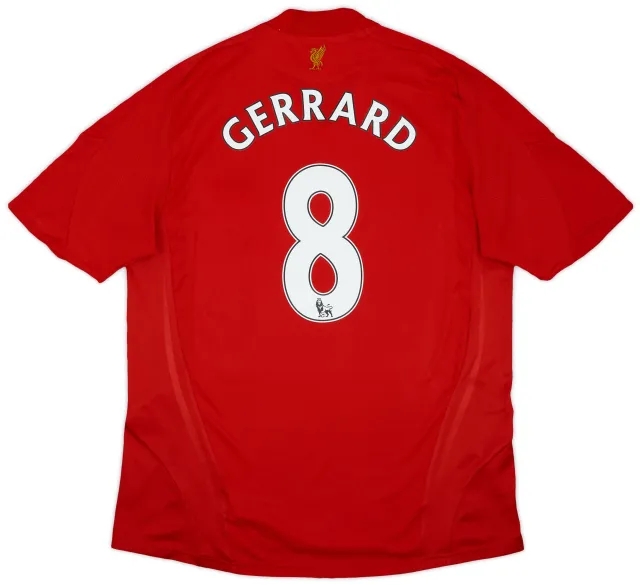 adidas 2008-10 Liverpool Home Shirt Gerrard #8 - 6/10 - (XL)