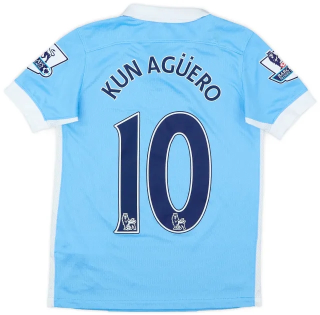 Nike 2015-16 Manchester City Home Shirt Kun Aguero #10 - 7/10 - (S.Boys)