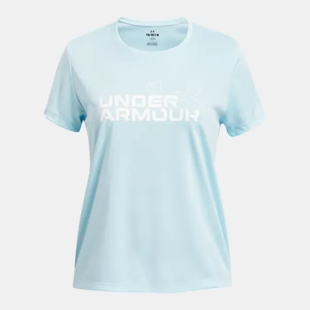Girls'  Under Armour  Tech™ Twist Wordmark Logo Short Sleeve Stream / White YXS (48 - 50 in)