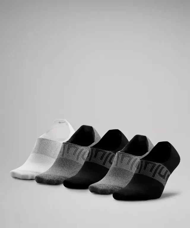 lululemon IE lululemon – Men's Power Stride No-Show Socks with Active Grip 5 Pack – Color Black/Grey/White – Size XL