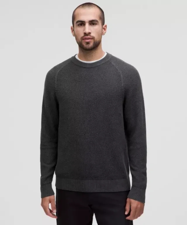 lululemon IE lululemon – Men's Textured Knit Crewneck Sweater – Color Black/Grey – Size 2XL
