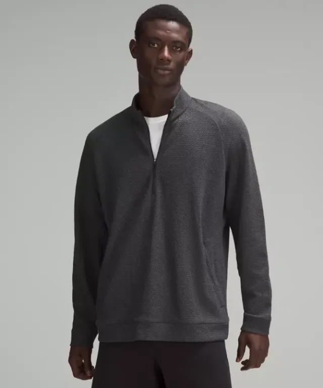 lululemon IE lululemon – Men's Textured Double-Knit Half Zip Sweatshirt – Color Black/Grey – Size 2XL