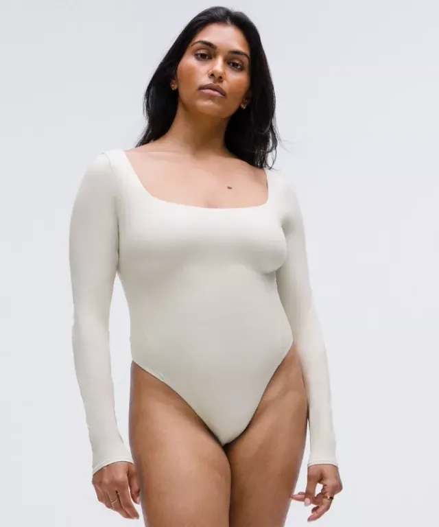 lululemon IE lululemon – Women's Wundermost Ultra-Soft Nulu Square-Neck Long-Sleeve Bodysuit – Color White – Size 2XS
