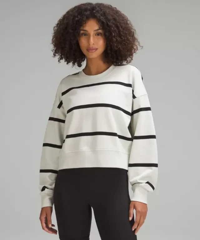 lululemon IE lululemon – Women's Perfectly Oversized Cropped Crew Sweatshirt Stripe – Color Black/White – Size 8