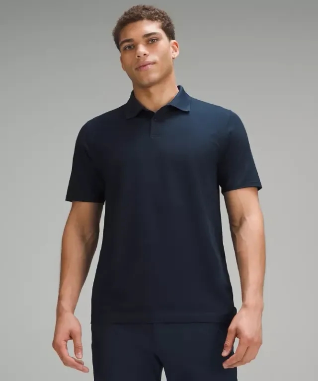 lululemon IE lululemon – Men's Pique Classic-Fit Short-Sleeve Polo Shirt – Color Blue – Size 2XL