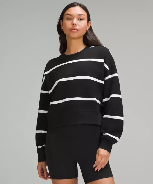 lululemon IE lululemon – Women's Perfectly Oversized Cropped Crew Sweatshirt Stripe – Color Black/White – Size 8