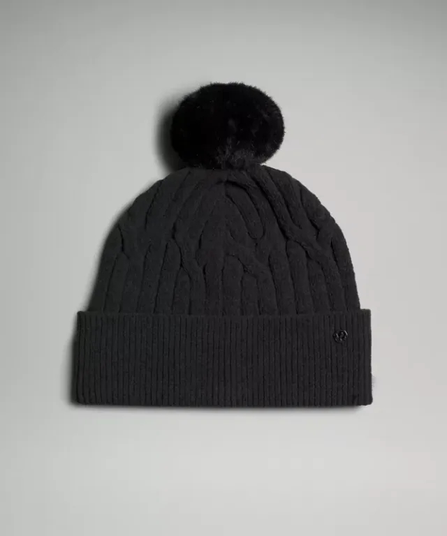lululemon IE lululemon – Cable-Knit Pom-Pom Beanie Hat – Color Black