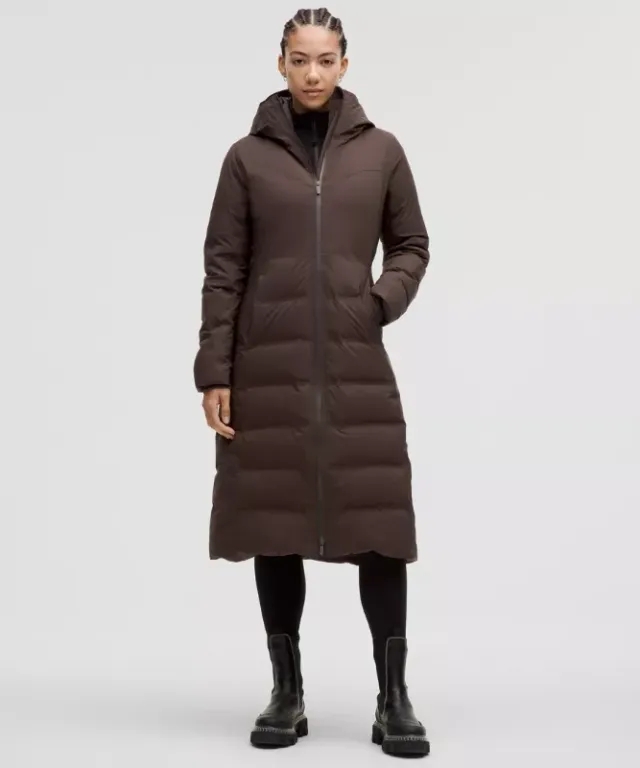 lululemon IE lululemon – Women's StretchSeal Sleet Street 600-Down-Fill Long Jacket – Color Brown – Size 6