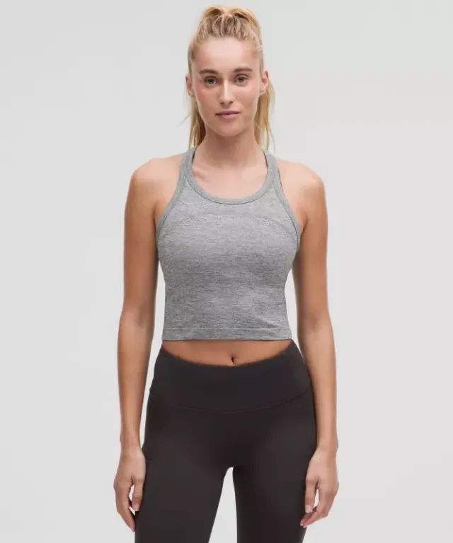 lululemon IE lululemon – Women's Swiftly Tech Cropped Racerback Tank Top 2.0 – Color White/Grey – Size 8
