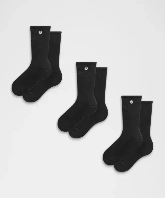 lululemon IE lululemon – Men's Unisex Daily Essential Crew Socks 3 Pack – Color Black – Size XL