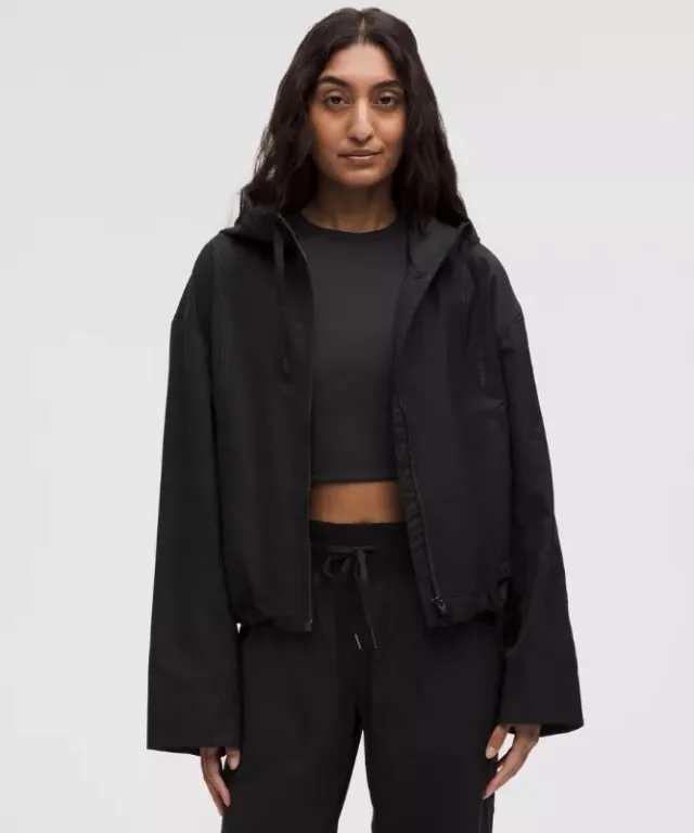 lululemon IE lululemon – Women's Water-Resistant Cropped Hooded Jacket – Color Black/Grey – Size 3XS