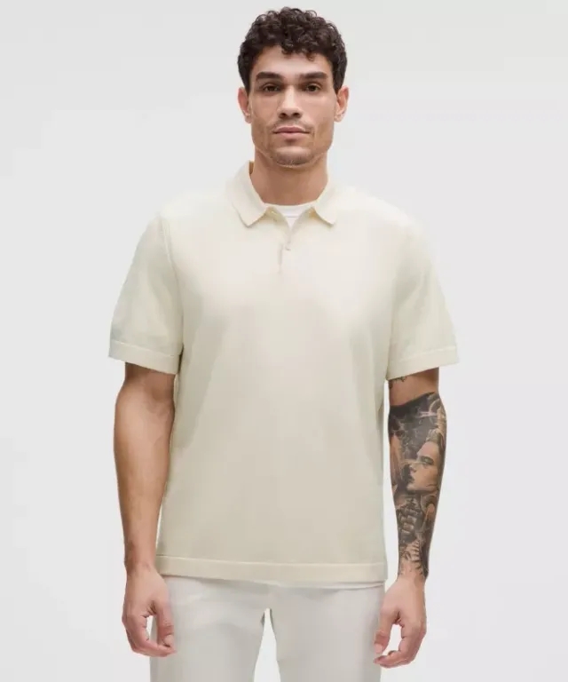 lululemon IE lululemon – Men's New Venture Short-Sleeve Knit Polo Shirt – Color White – Size 2XL