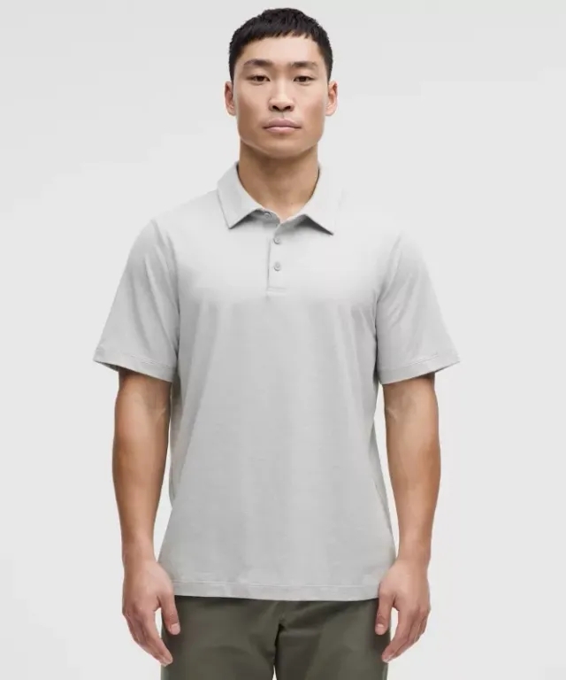 lululemon IE lululemon – Men's Soft Jersey Short-Sleeve Polo Shirt – Color Silver/Grey – Size 2XL