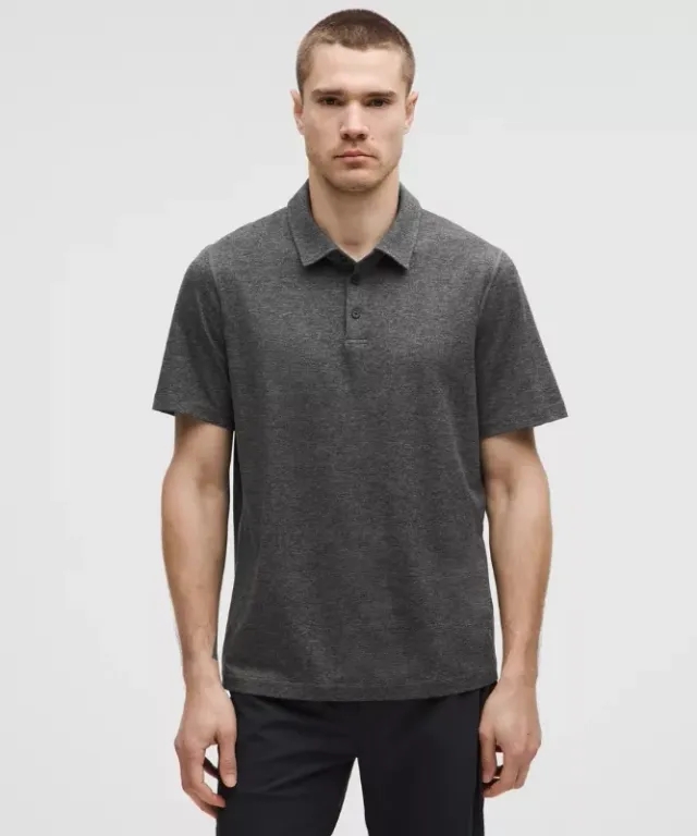 lululemon IE lululemon – Men's Soft Jersey Short-Sleeve Polo Shirt – Color Black/Grey – Size 2XL