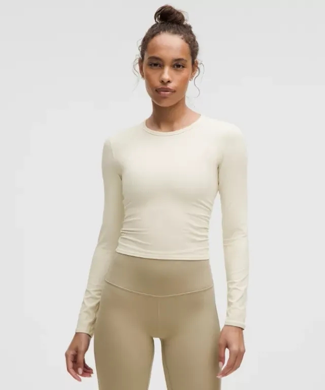 lululemon IE lululemon – Women's All It Takes Back-Twist Ribbed Long-Sleeve Shirt – Color White – Size 8