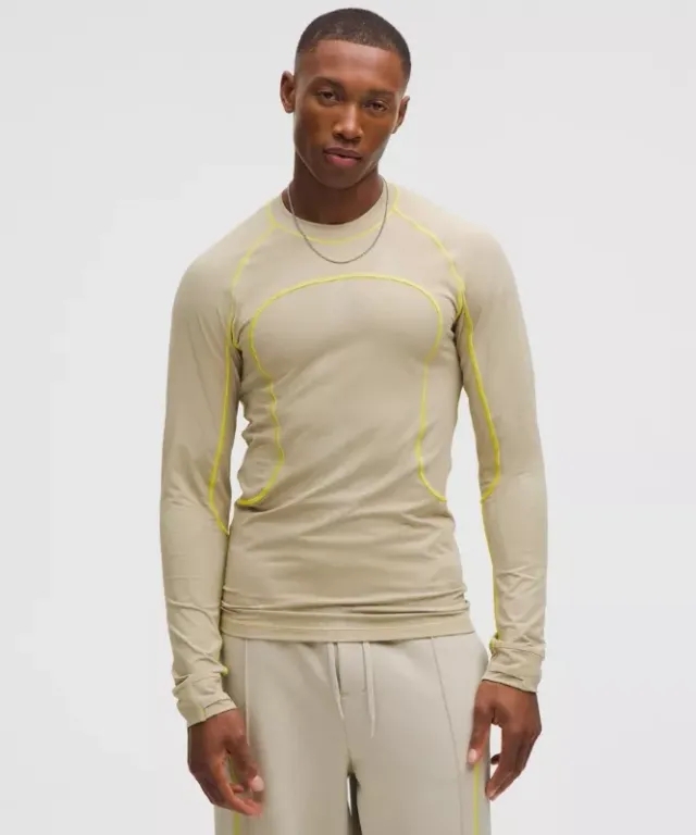 lululemon IE lululemon – Men's Jacquard Tight-Fit Long-Sleeve Shirt SLNSH Collection – Color White – Size 2XL