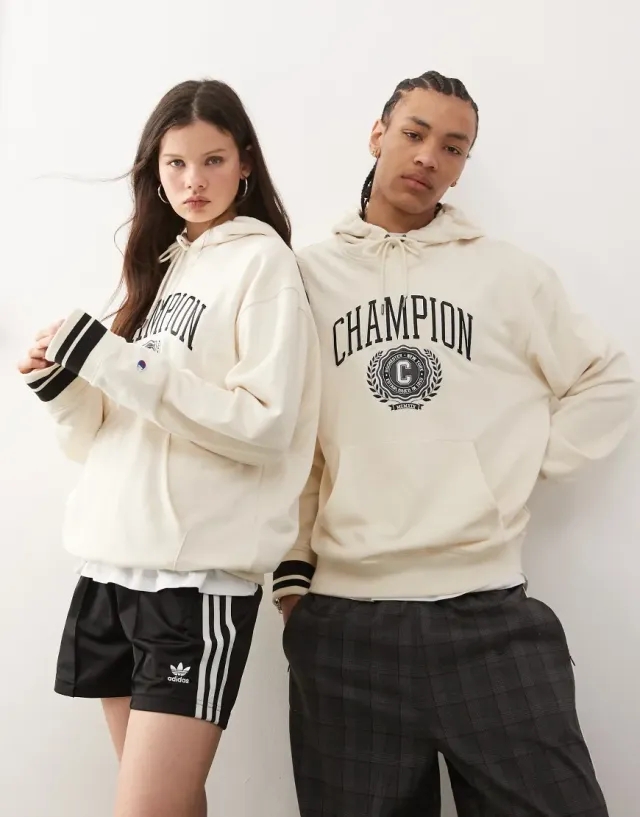 Champion Unisex Hooded Sweatshirt In White